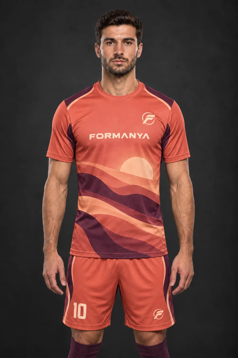 Gün Batımı futbol forması, ön görünüm