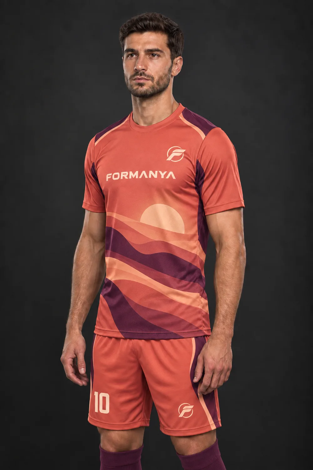 Gün Batımı futbol forması, yan görünüm