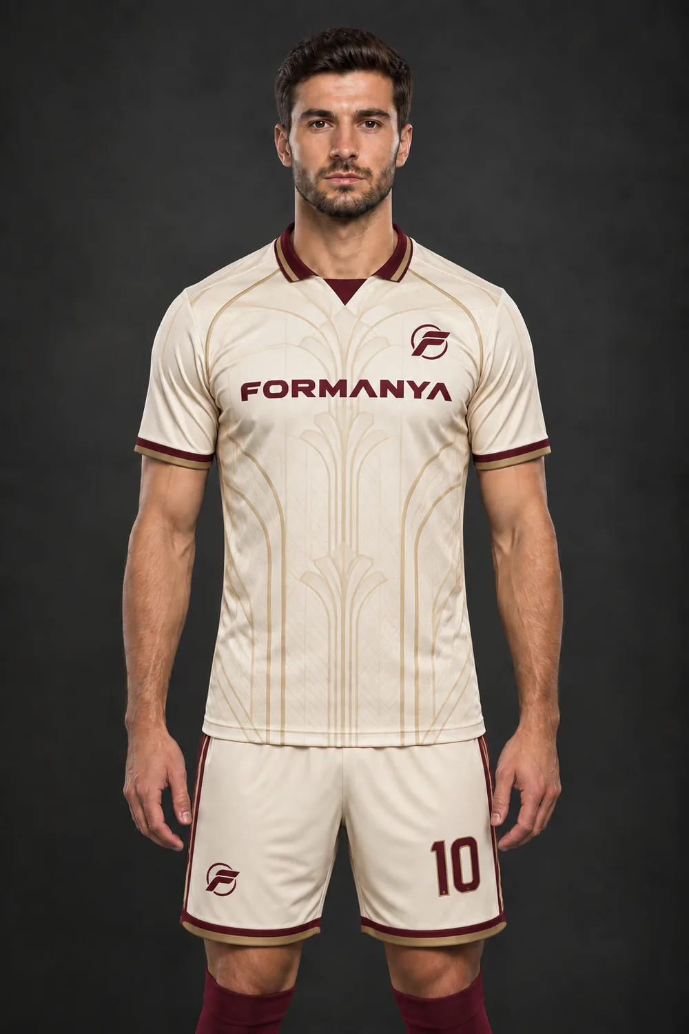 Krem Klasik futbol forması, ön görünüm