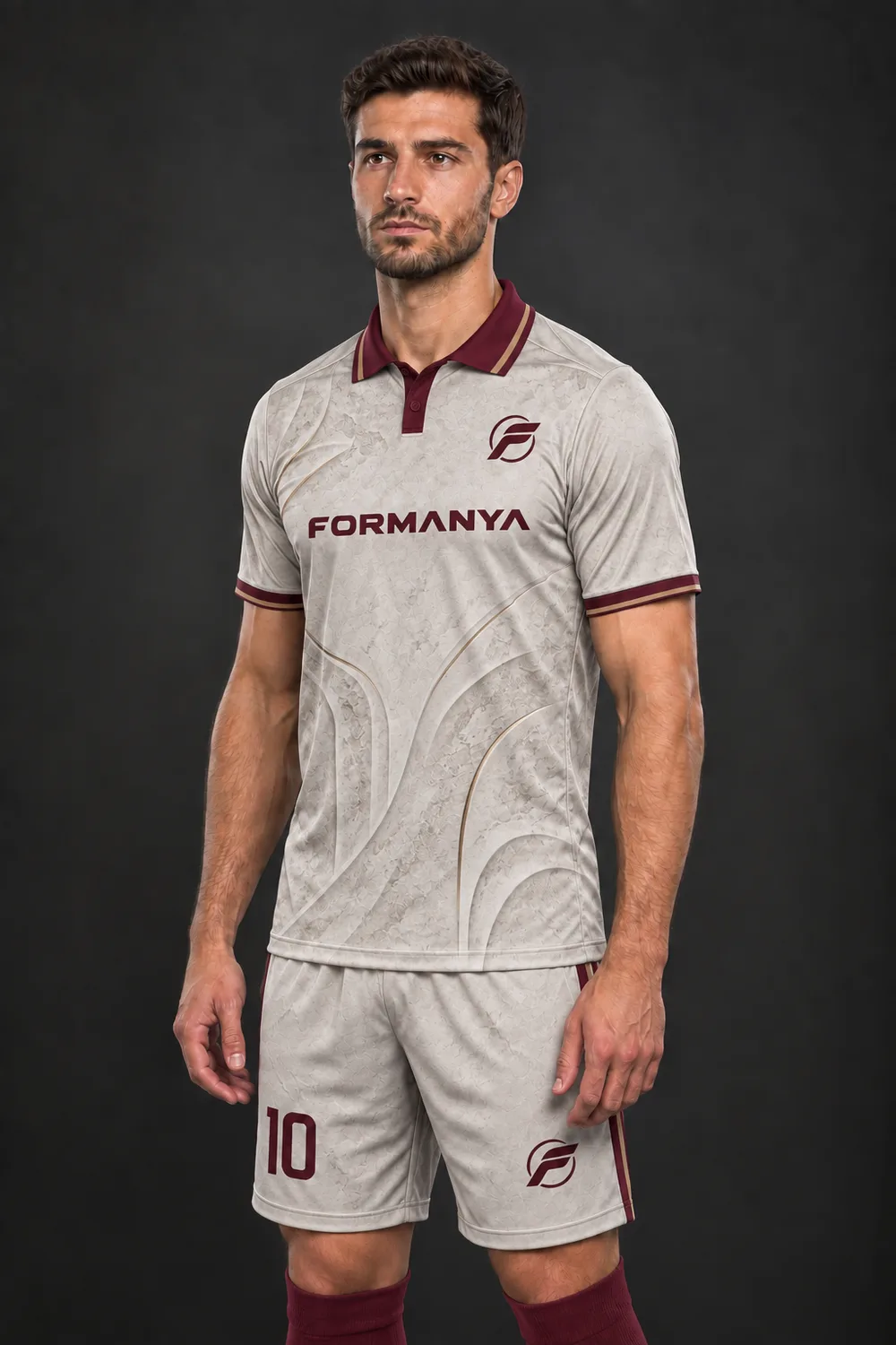 Polo Gri Bordo futbol forması, yan görünüm