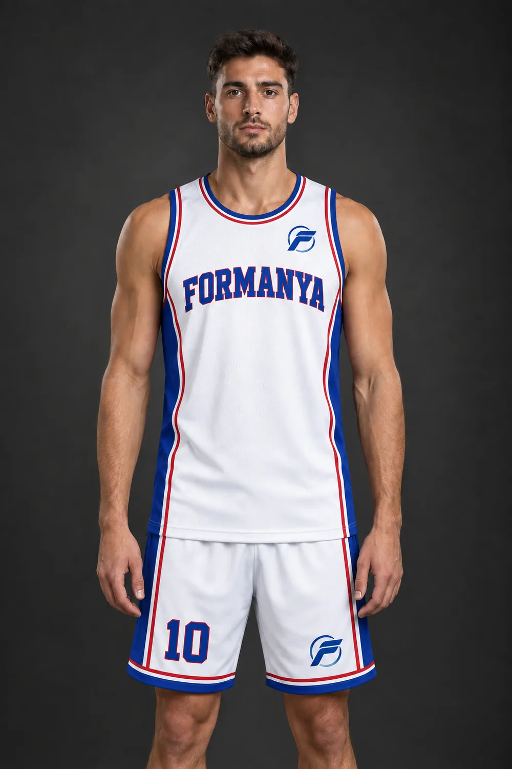 Pota Beyaz basketbol forması, ön görünüm