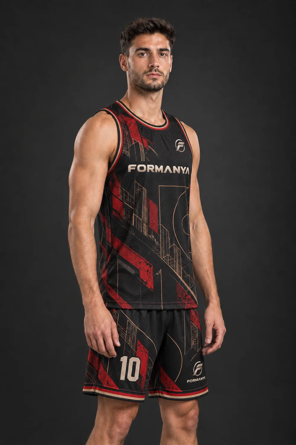 Pota Kızıl basketbol forması, yan görünüm