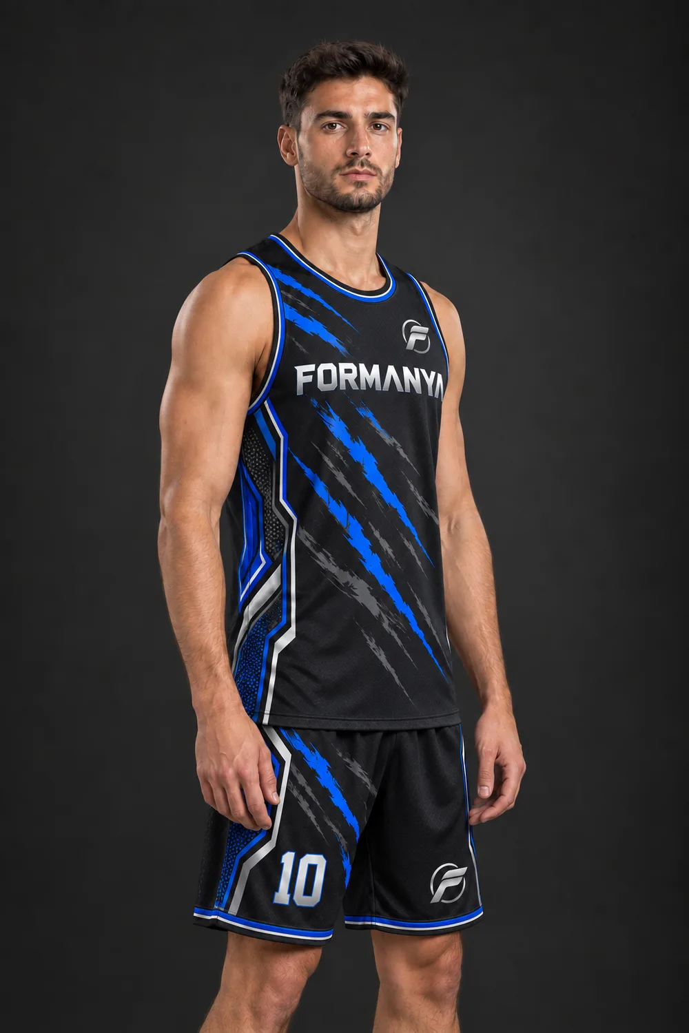 Pota Mavi basketbol forması, yan görünüm