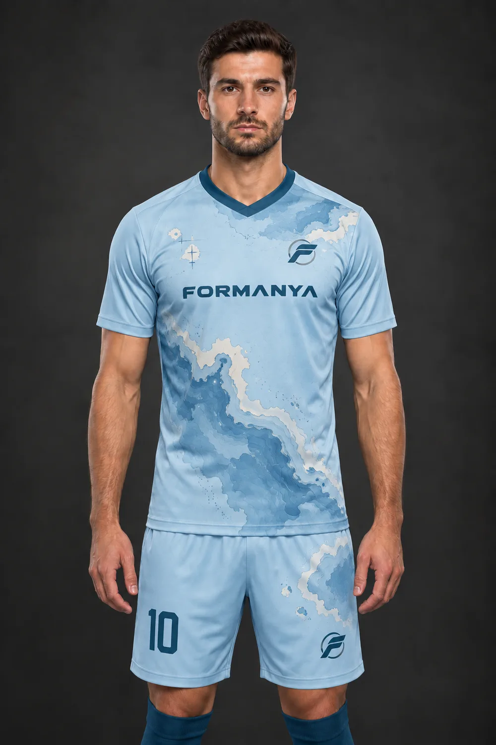 V Gökyüzü futbol forması, ön görünüm